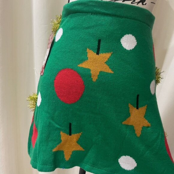 CHRISTMAS TREE TINSEL FETCHING KNIT MINI SKIRT GIGGLE BELL HOLIDAYS SIZE SMALL - Picture 6 of 11